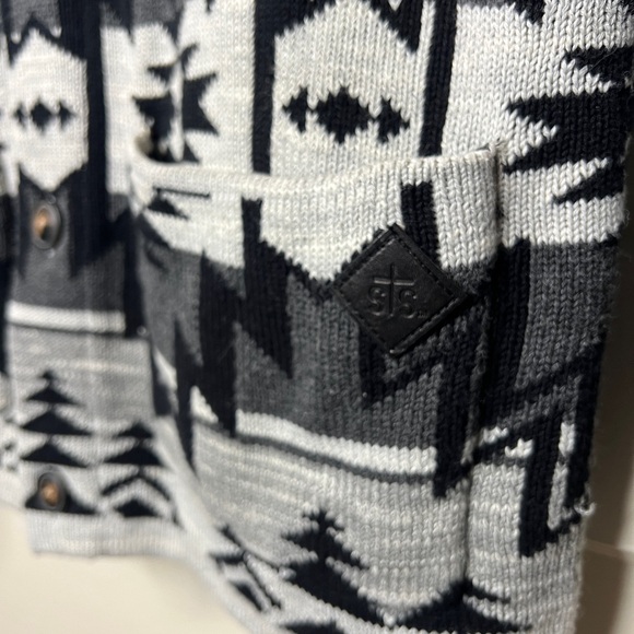 STS Ranchwear Aztec Shawl Collar Knit Cardigan Sweater - Picture 2 of 5